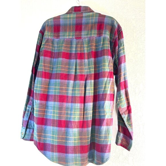 Chaps Ralph Lauren Shirt Mens Size M Multi Plaid Flannel Long Sleeves Flaw Missi - Picture 2 of 7